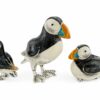 Saturno Sterling Silver with Enamel Puffin Figurines