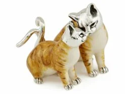 saturno silver enamel ginger cat couple