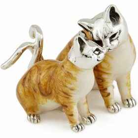 saturno silver enamel ginger cat couple