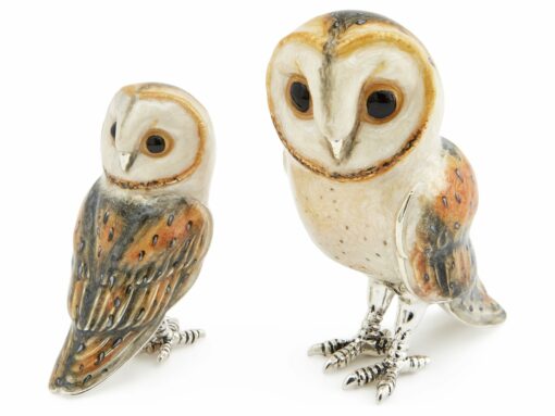 Saturno Silver and Enamel Barn Owl Figurine
