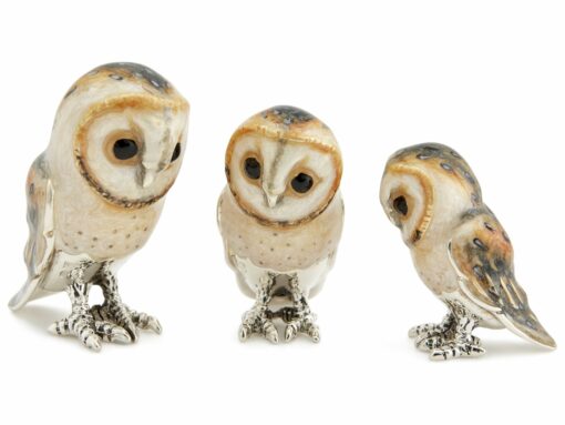 Saturno Sterling Silver with Enamel Barn Owl Figurines