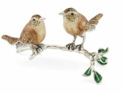 Saturno Silver Wren Couple on a Branch Figurine