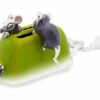 Saturno Sterling Silver with Enamel Mice with Toaster Figurine