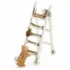 Saturno Sterling Silver with Enamel Ginger Cat and Mice on a Ladder Figurine