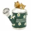 Saturno Silver with Enamel Ginger Cats in Watering Can Figurine