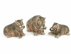 Saturno Sterling Silver with Enamel Hippopotamus Figurines