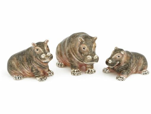 Saturno Sterling Silver with Enamel Hippopotamus Figurines