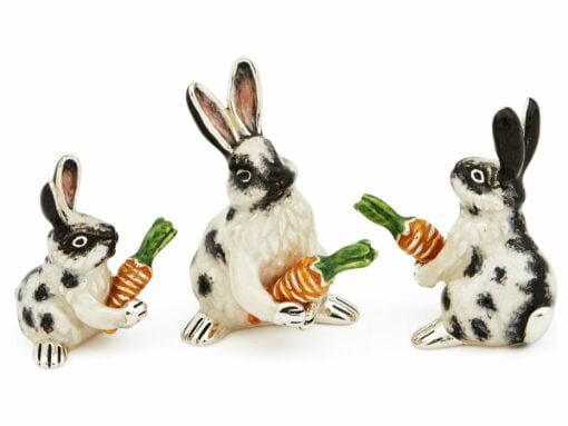 Saturno Silver with Enamel Rabbit with Carrot Figurine
