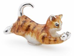 Saturno Sterling Silver with Enamel Miniature Ginger Cat Figurine