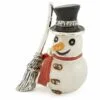 Saturno Silver and Enamel Christmas Snowman Figurine