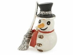 Saturno Silver and Enamel Christmas Snowman Figurine