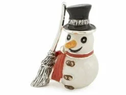 Saturno Silver and Enamel Christmas Snowman Figurine