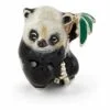Saturno Silver and Enamel Miniature Panda with Bamboo Figurine