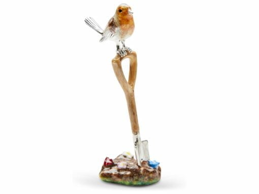 Saturno Silver Robin on a Spade Ornament - Image 2