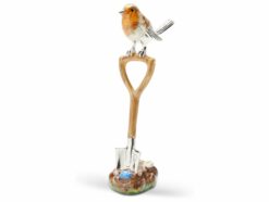 Saturno Silver Robin on a Spade Ornament