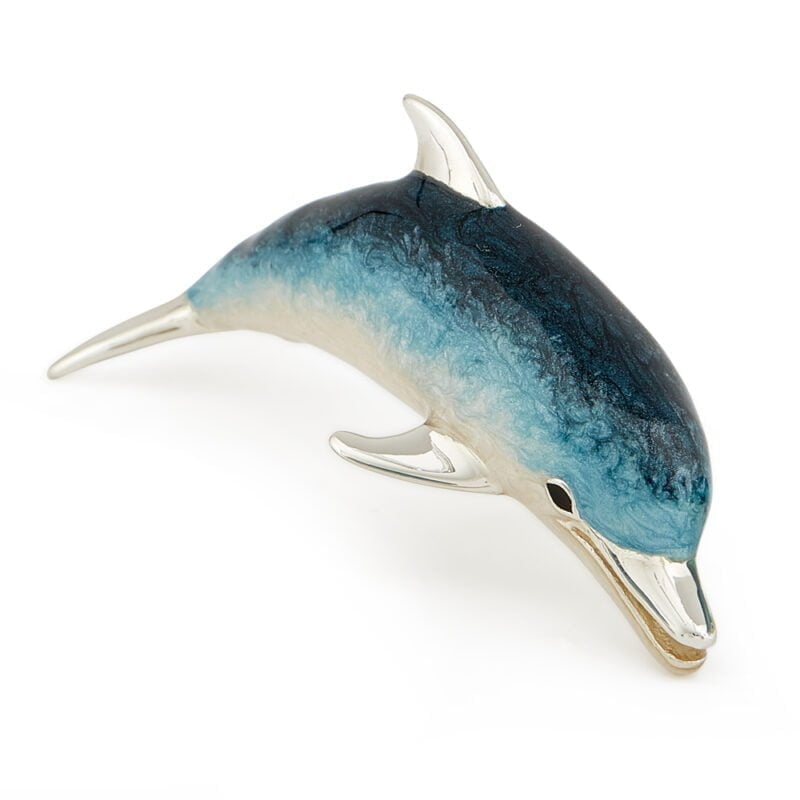 Dolphin Collection Saturno Sterling Silver with Enamel Small Dolphin Figurine