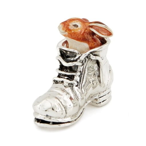 Saturno Sterling Silver with Enamel Rabbits in Shoe Figurine - Image 3