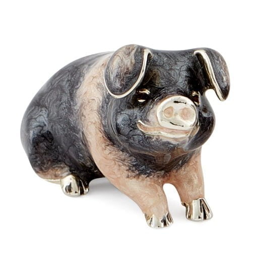 Saturno Sterling Silver with Enamel Saddleback Pig Figurine - Image 2