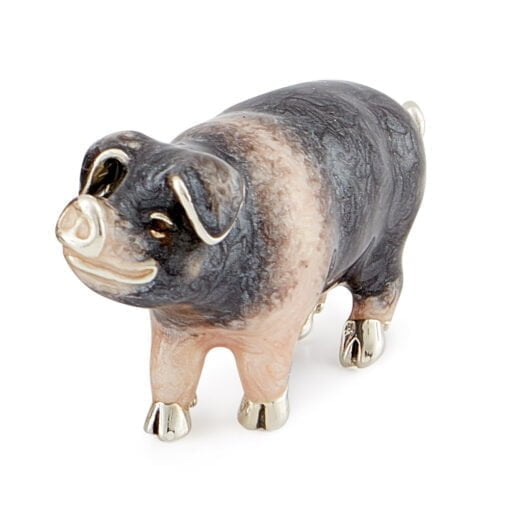 Saturno Sterling Silver with Enamel Saddleback Pig Figurine - Image 3