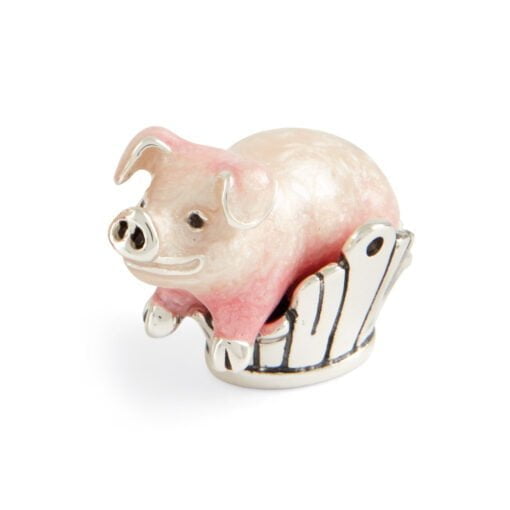 Saturno Sterling Silver with Enamel Pig in a Basket - Image 3