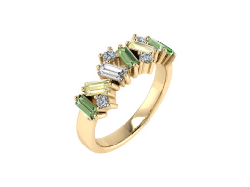 Tourmaline, Amethyst, Peridot and Diamond Half Eternity Ring - Image 4