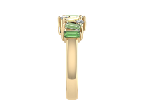 Tourmaline, Amethyst, Peridot and Diamond Half Eternity Ring - Image 3