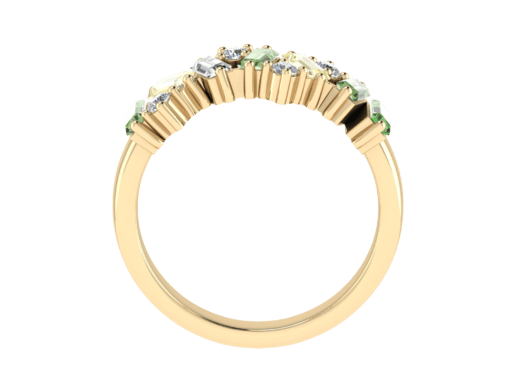 Tourmaline, Amethyst, Peridot and Diamond Half Eternity Ring - Image 2