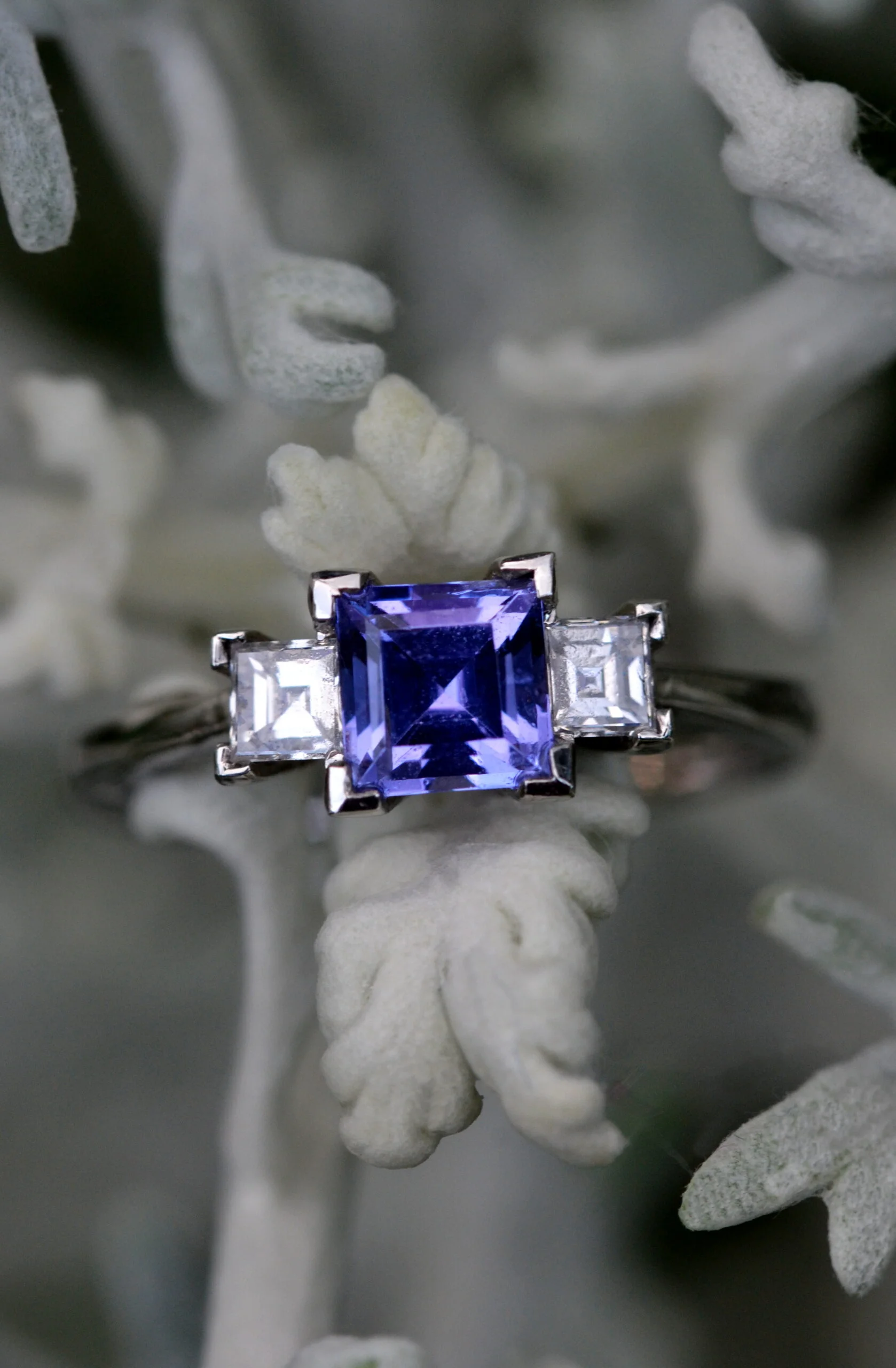 Tanzanite Diamond Three Stone Ring - Image 6