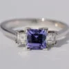 Tanzanite Diamond Three Stone Ring