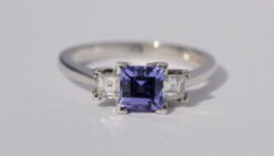 Tanzanite Diamond Three Stone Ring