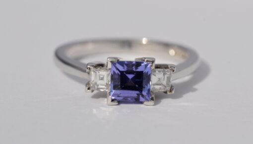 Tanzanite Diamond Three Stone Ring