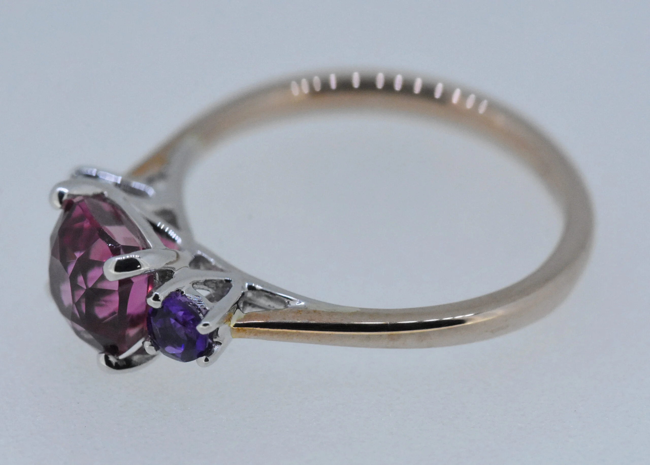 Pink Tourmaline, Amethyst Two Tone Ring - Image 2