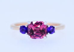 Pink Tourmaline, Amethyst Two Tone Ring