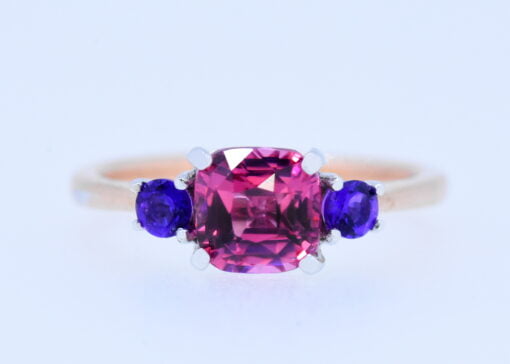 Pink Tourmaline, Amethyst Two Tone Ring
