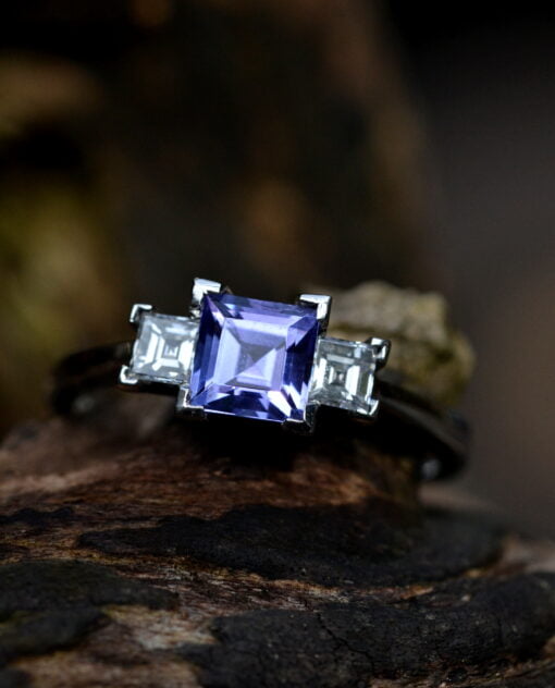 Tanzanite Diamond Three Stone Ring - Image 4