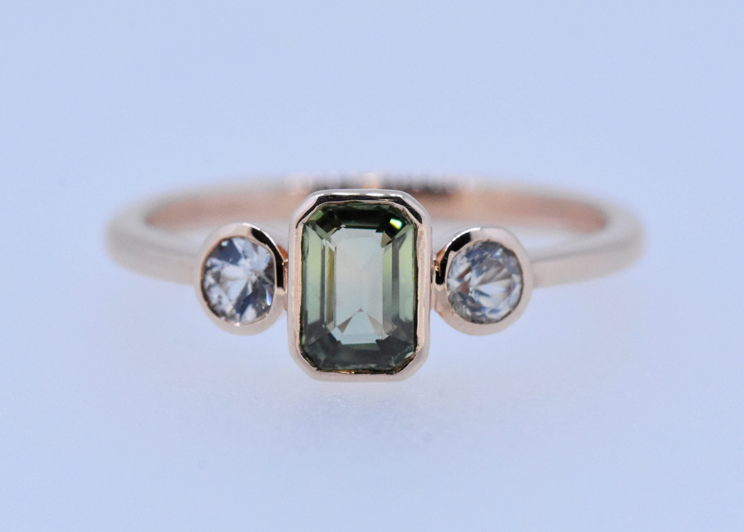 Green Sapphire Ring with Marquise Side Stone | LUO