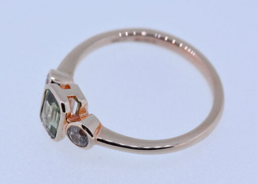 Sapphire Three Stone Rose Gold Ring - Image 4