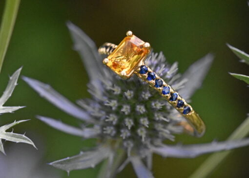 Yellow and Blue Sapphire Yellow Gold Ring - Image 3