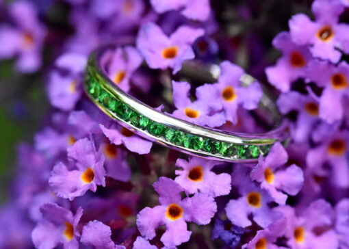 Tsavorite White Gold Half Eternity Ring - Image 2