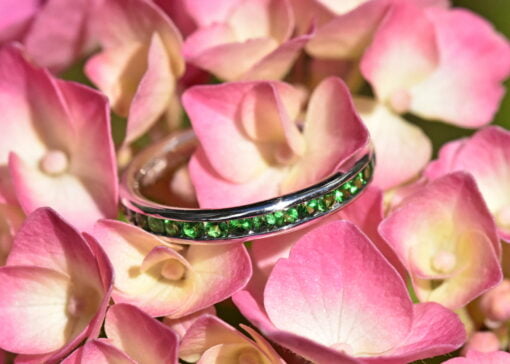 Tsavorite White Gold Half Eternity Ring - Image 3