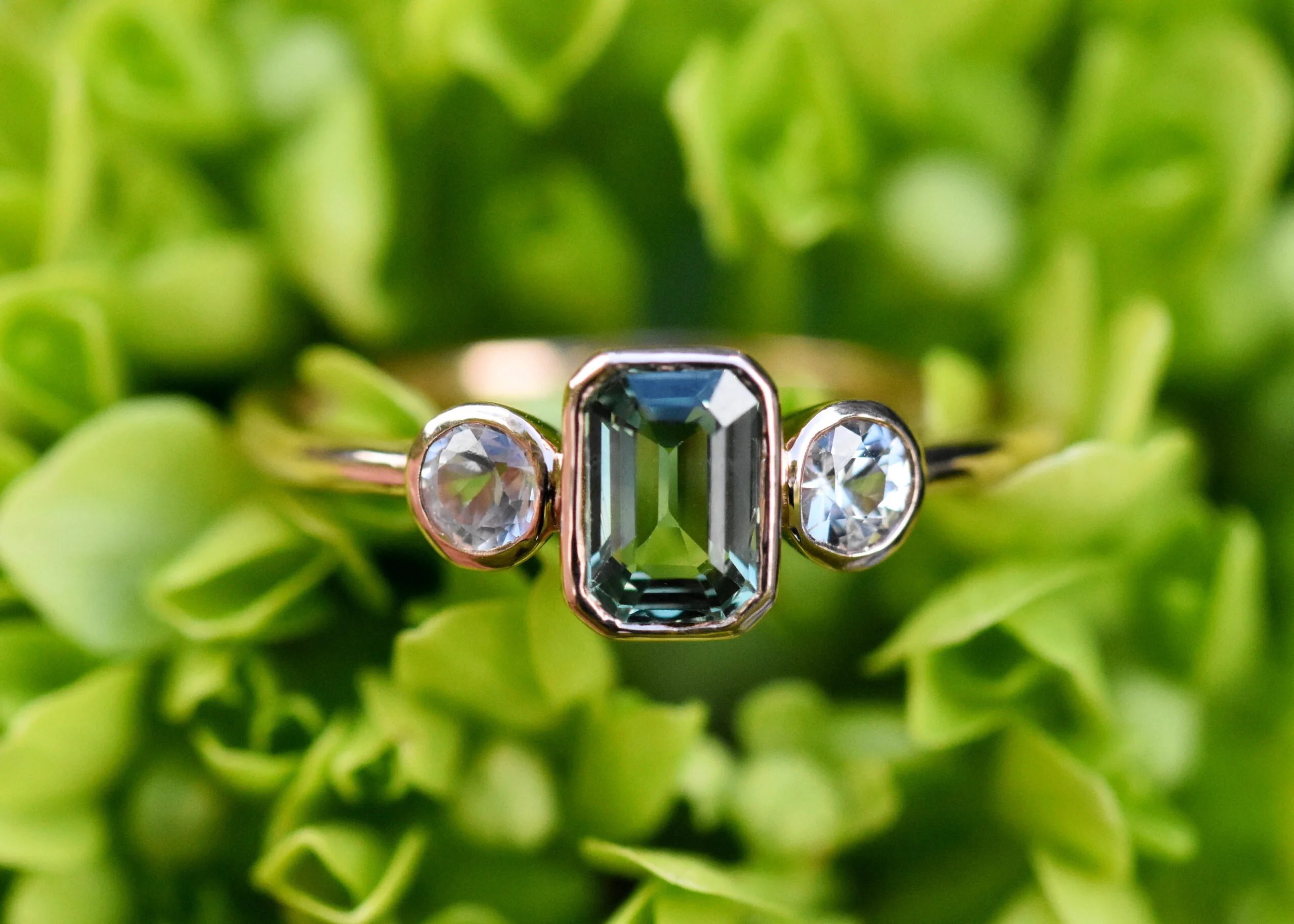 Sapphire Three Stone Rose Gold Ring - Image 3