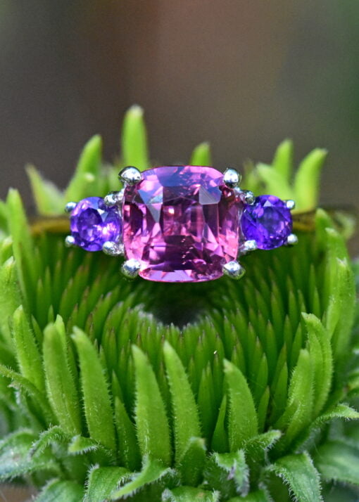 Pink Tourmaline, Amethyst Two Tone Ring - Image 3