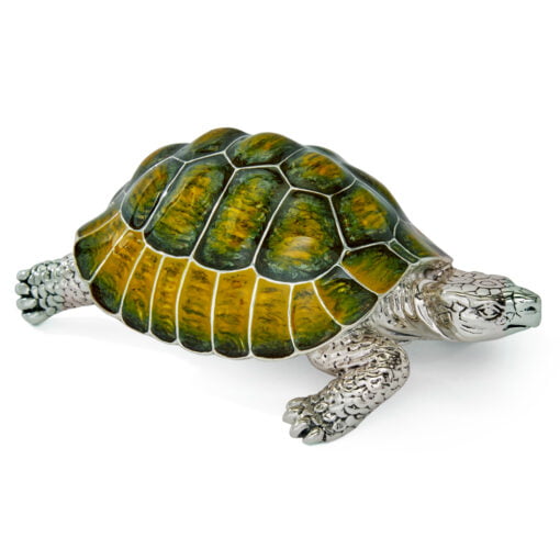 Saturno Sterling Silver and Enamel Large Turtle Figurine
