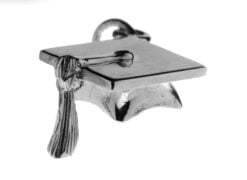 silver graduation mortar board charm