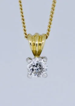 Solitaire Diamond Pendant with 16 inch Chain