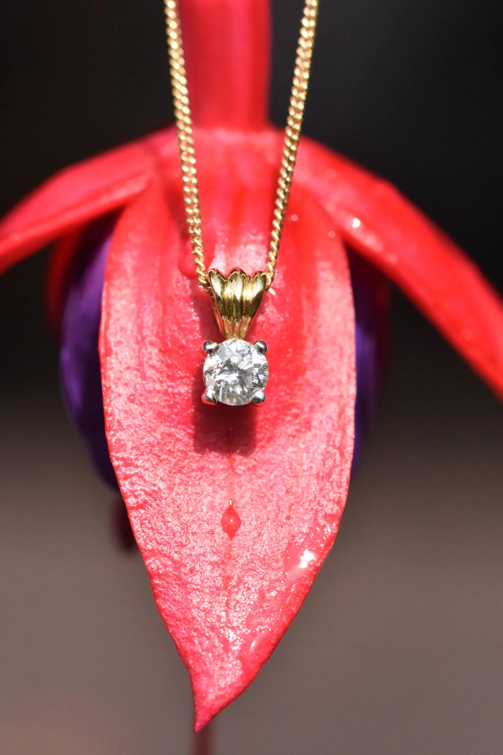 Solitaire Diamond Pendant with 16 inch Chain - Image 2