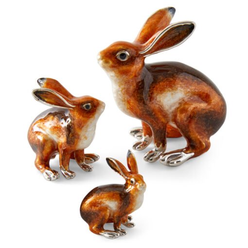 Saturno Silver Crouching Hare Figurines