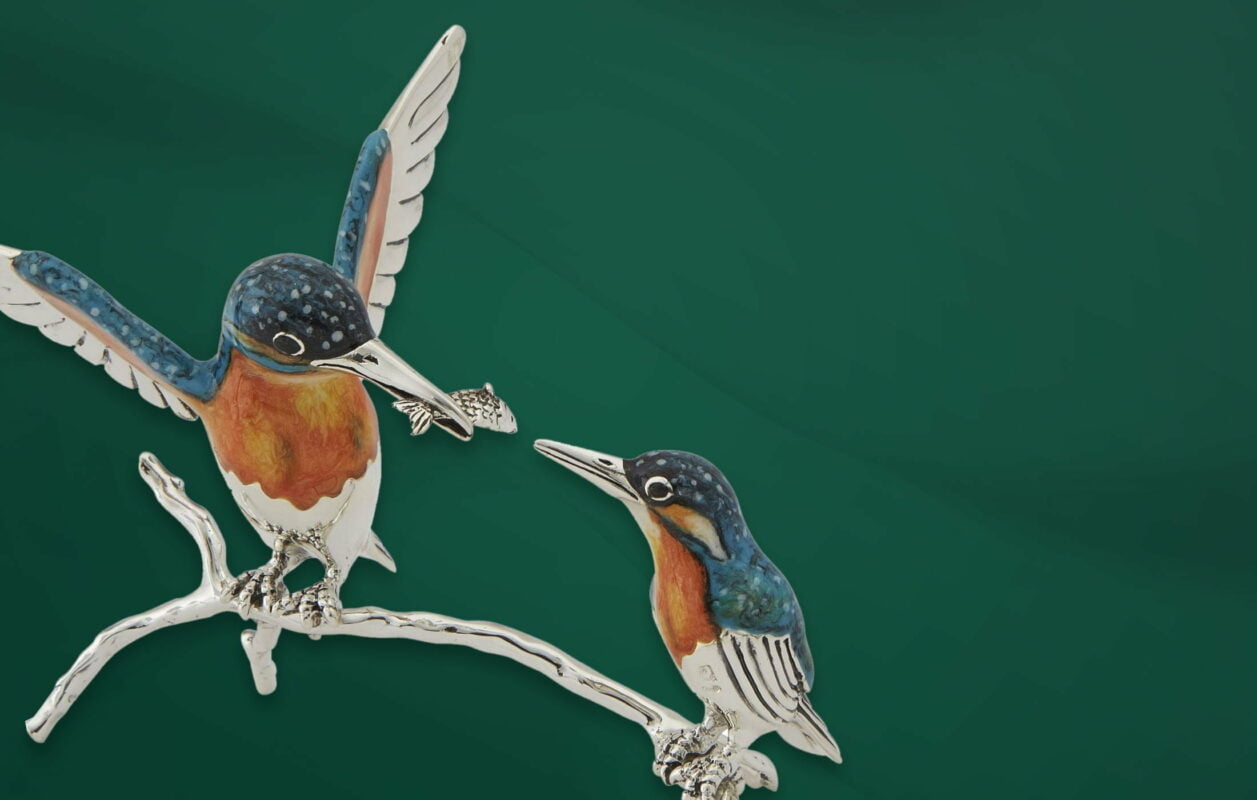 pair of saturno silver kingfishers