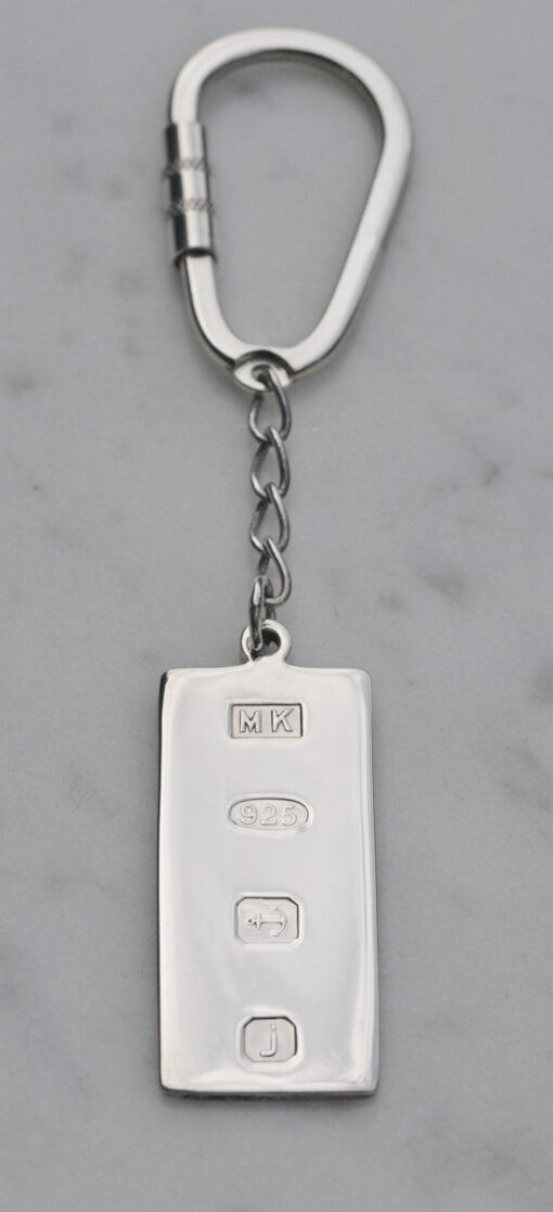 Sterling Silver Rectangular Key Ring with Feature Hallmark