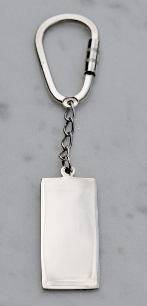 Sterling Silver Rectangular Key Ring with Feature Hallmark - Image 2